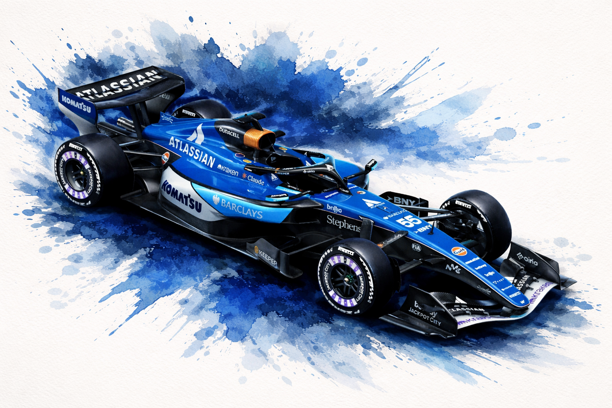 Original F1 car livery art print in Williams colours