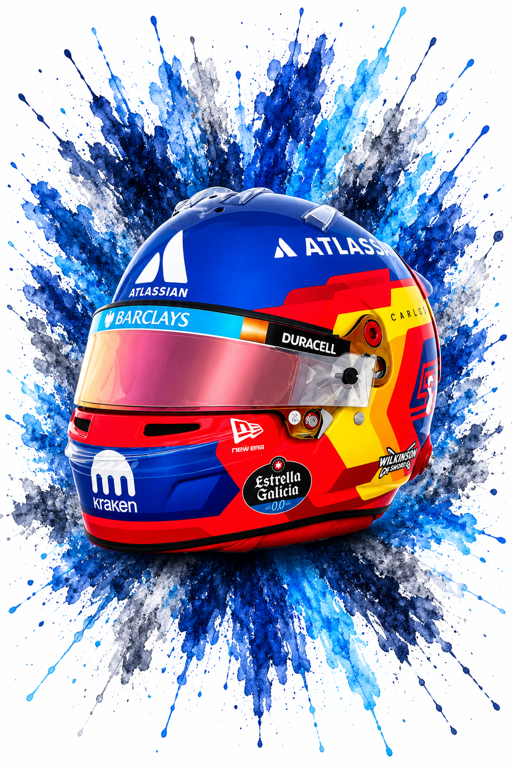 Original F1 helmet art print — Carlos Sainz helmet design