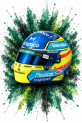Original F1 helmet art print — Fernando Alonso helmet design