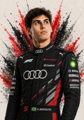 Original F1 driver art print of Gabriel Bortoleto in Audi colours