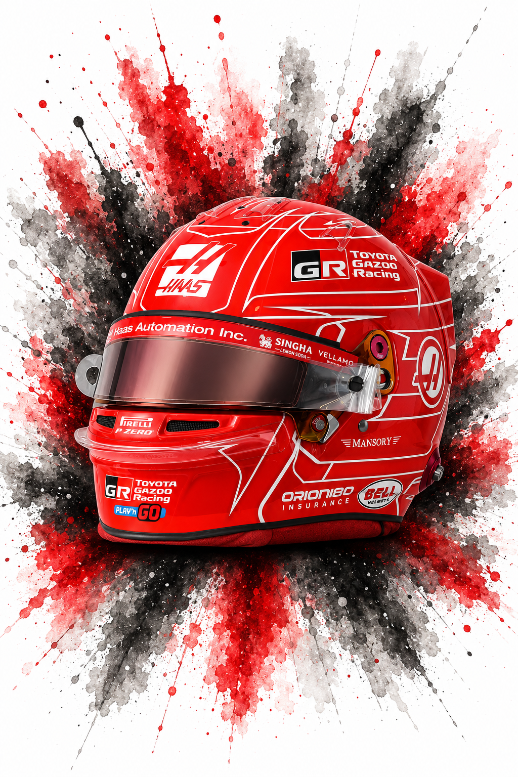 Original F1 helmet art print — Esteban Ocon helmet design