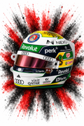 Original F1 helmet art print — Gabriel Bortoleto helmet design