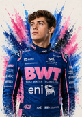 Original F1 driver art print of Franco Colapinto in Alpine colours