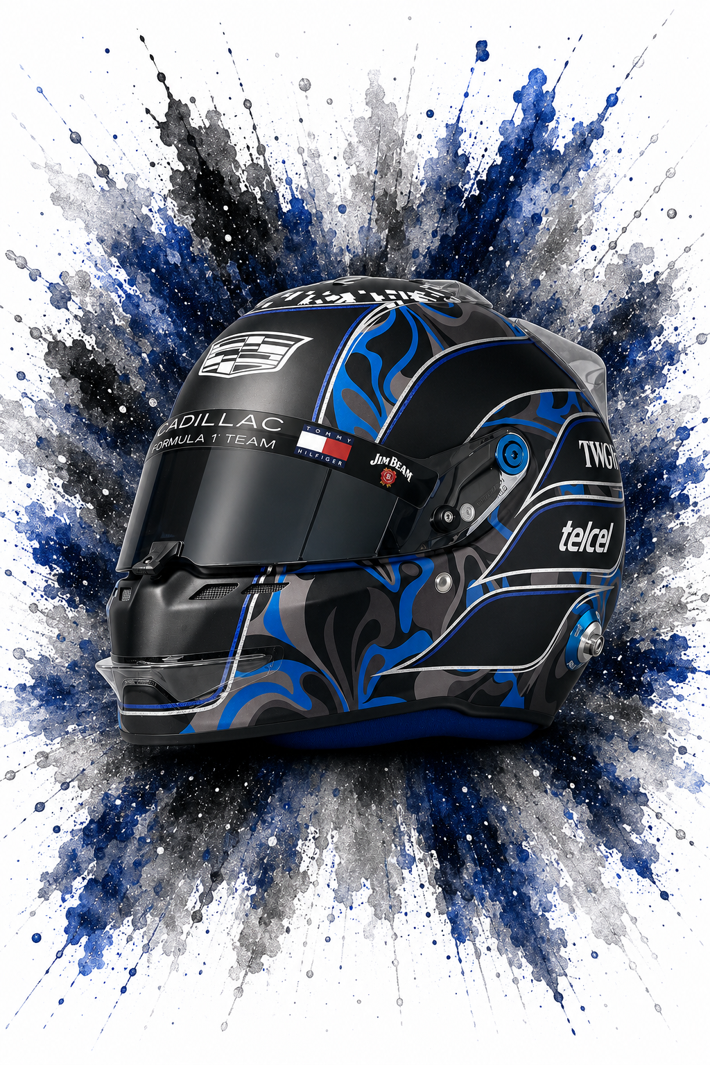 Original F1 helmet art print — Valtteri Bottas helmet design
