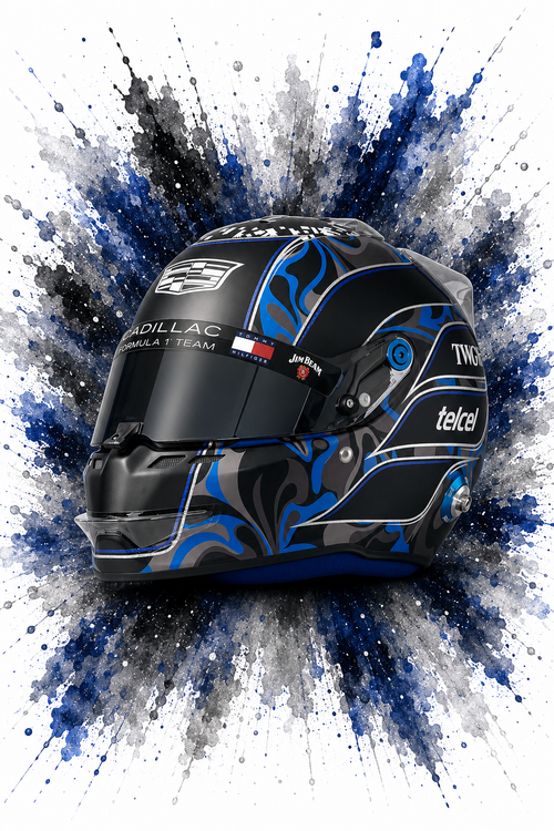 Original F1 helmet art print — Valtteri Bottas helmet design