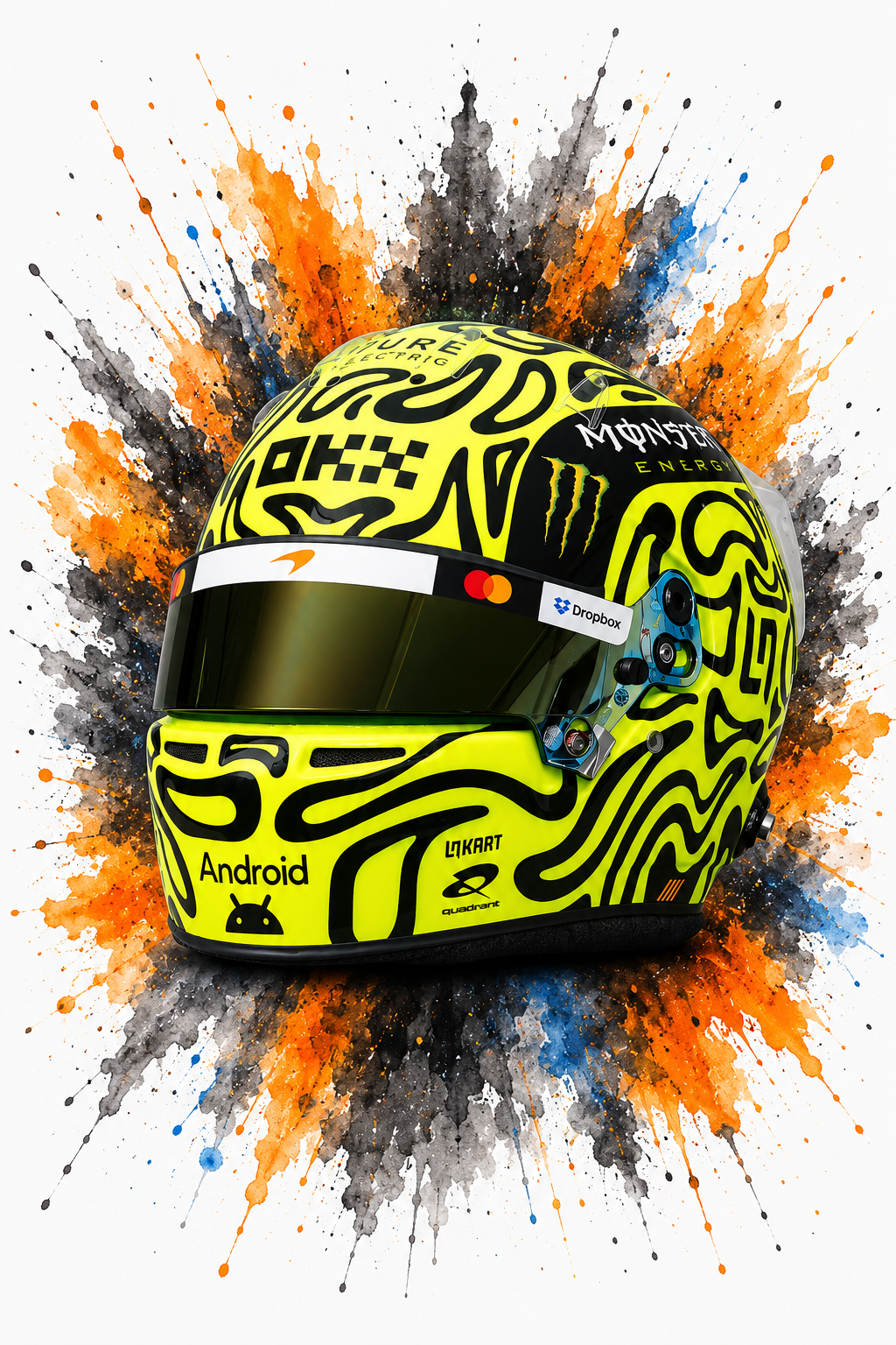 Original F1 helmet art print — Lando Norris helmet design