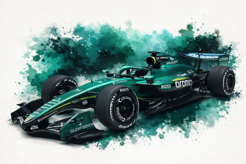 Original F1 car livery art print in Aston Martin colours