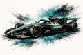 Original F1 car livery art print in Mercedes colours