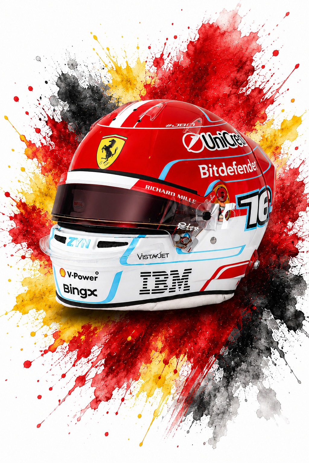 Original F1 helmet art print — Charles Leclerc helmet design