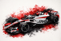 Original F1 car livery art print in Haas colours
