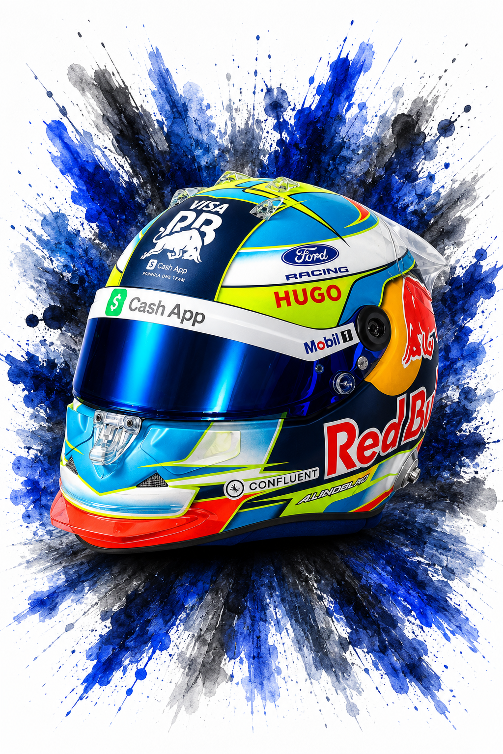 Original F1 helmet art print — Arvid Lindblad helmet design