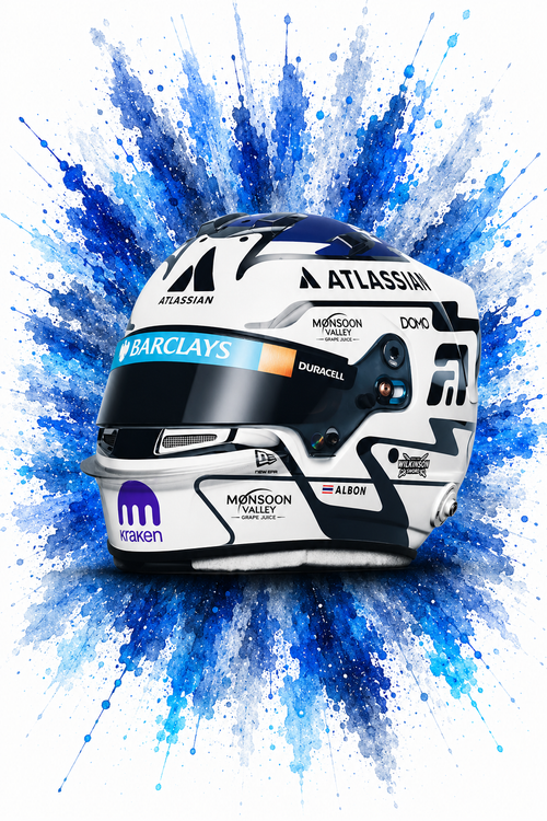 Original F1 helmet art print — Alexander Albon helmet design