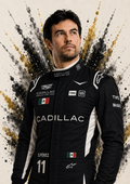 Original F1 driver art print of Sergio Pérez in Cadillac colours