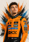 Original F1 driver art print of Lando Norris in McLaren colours