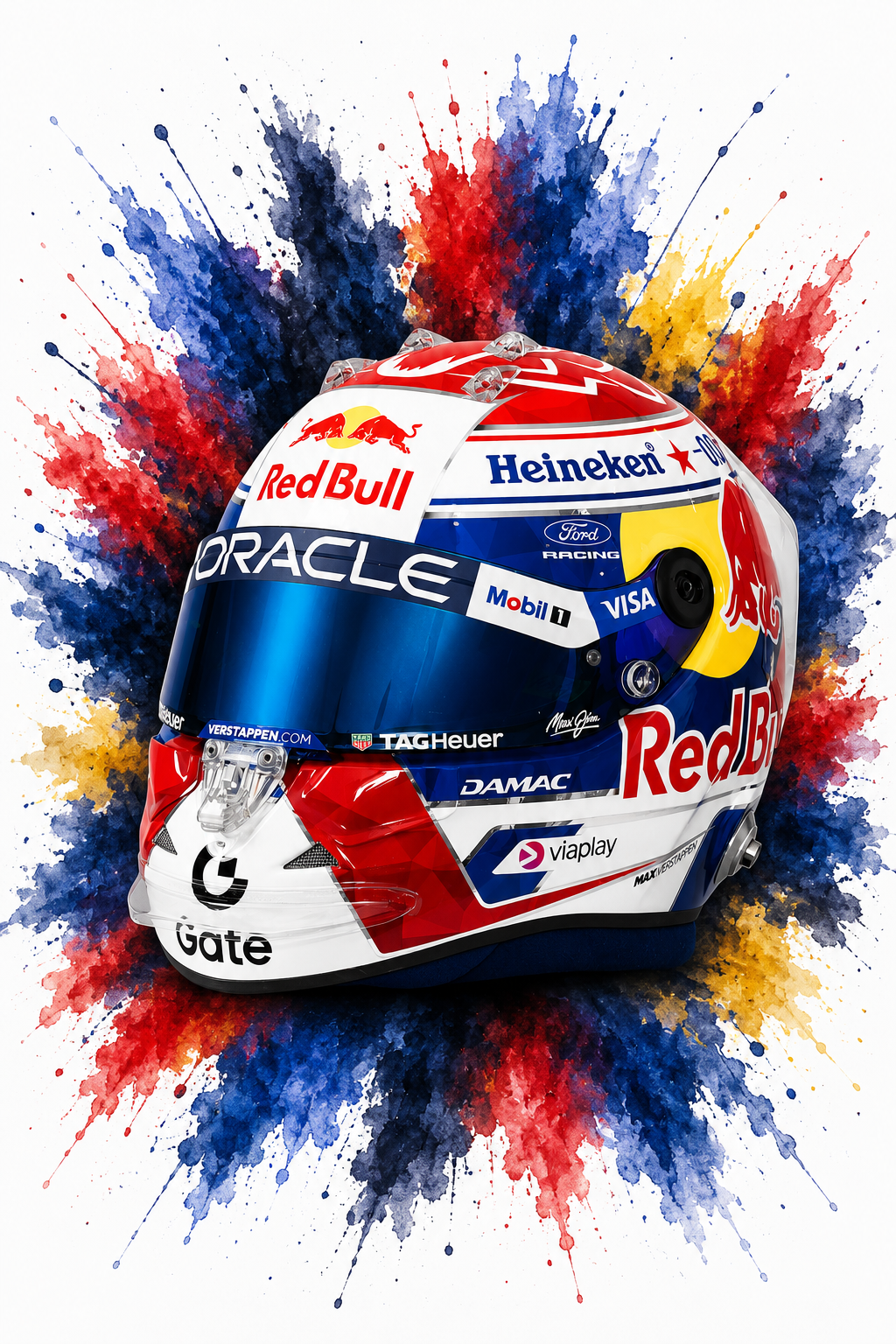 Original F1 helmet art print — Max Verstappen helmet design