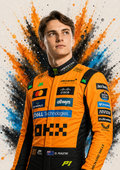 Original F1 driver art print of Oscar Piastri in McLaren colours