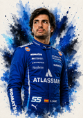 Original F1 driver art print of Carlos Sainz in Williams colours