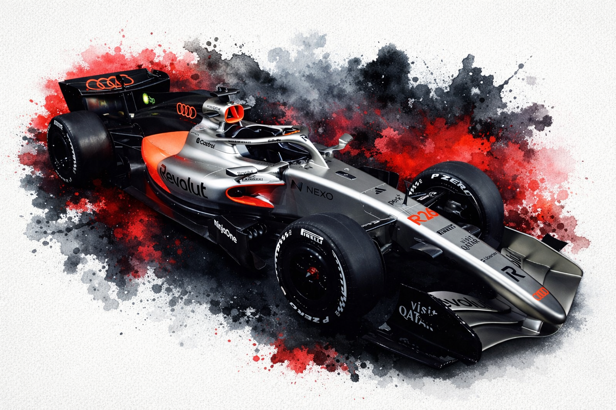 Original F1 car livery art print in Audi colours